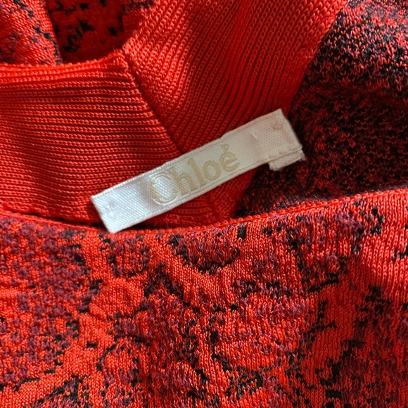 LUXE CHLOE RED SNAKE ANIMAL PRINT KNIT PEPLUM TOP SHIRT SMALL - Picture 14 of 15